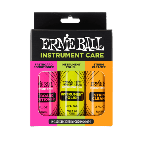 Ernie Ball P04225 Instrument Care 3-pack with Microfiber Polish Cloth