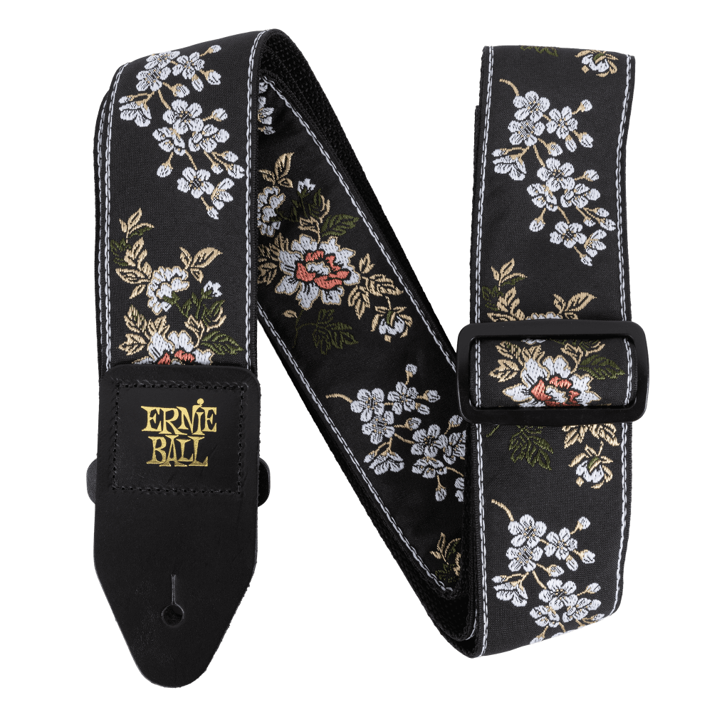 Ernie Ball P05362 Classic Jacquard Guitar Strap/Bass Strap - White Blossom