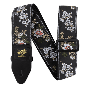 Ernie Ball P05362 Classic Jacquard Guitar Strap/Bass Strap - White Blossom