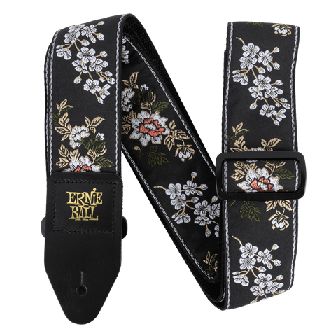 Ernie Ball P05362 Classic Jacquard Guitar Strap/Bass Strap - White Blossom