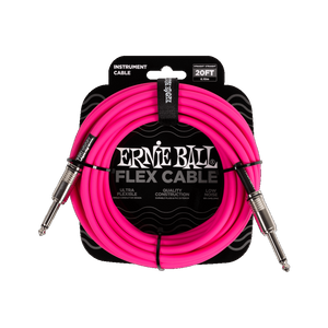 Ernie Ball P06418 FLEX INSTRUMENT CABLE STRAIGHT/STRAIGHT 20FT - PINK