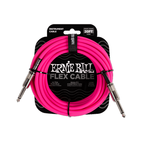 Ernie Ball P06418 FLEX INSTRUMENT CABLE STRAIGHT/STRAIGHT 20FT - PINK