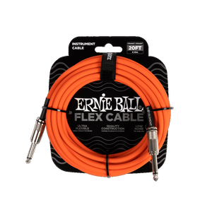 Ernie Ball P06421 FLEX INSTRUMENT CABLE STRAIGHT/STRAIGHT 20FT - ORANGE
