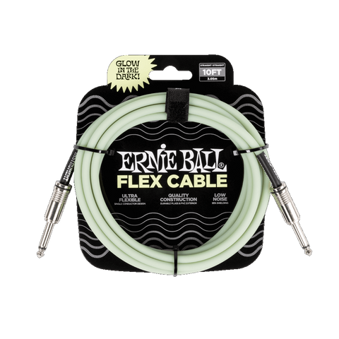 Ernie Ball P06436 FLEX INSTRUMENT CABLE STRAIGHT/STRAIGHT 10FT - GLOW IN DARK