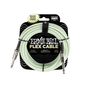 Ernie Ball P06437 FLEX INSTRUMENT CABLE STRAIGHT/STRAIGHT 20FT - GLOW IN DARK