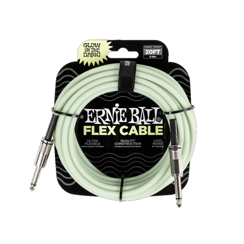 Ernie Ball P06437 FLEX INSTRUMENT CABLE STRAIGHT/STRAIGHT 20FT - GLOW IN DARK