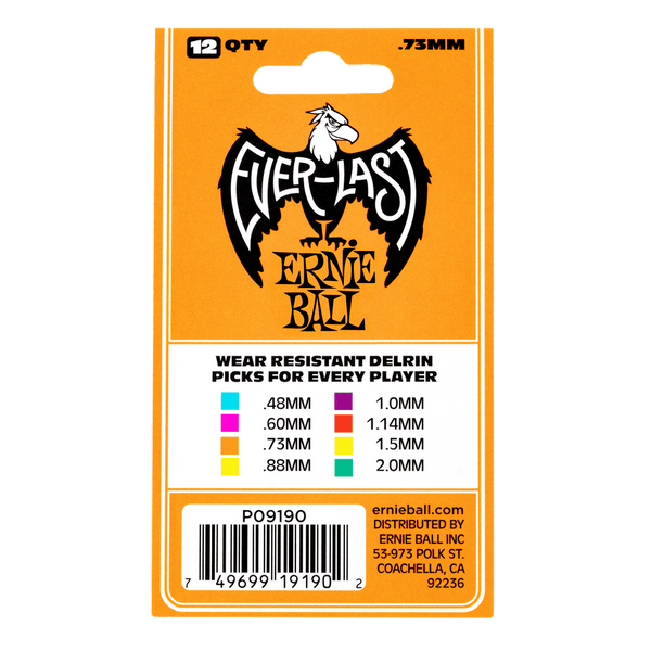 Ernie Ball P09190 Everlast Picks - 0.73mm Orange - 12 Pack