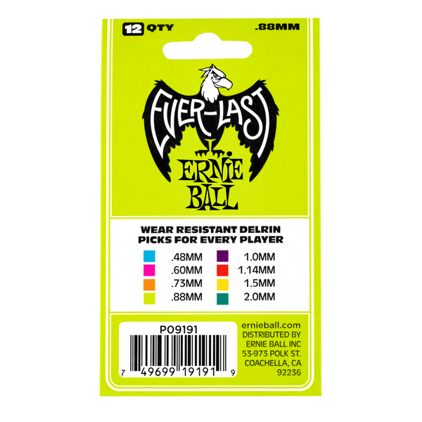 Ernie Ball P09191 Everlast Picks - 0.88mm Green - 12 Pack