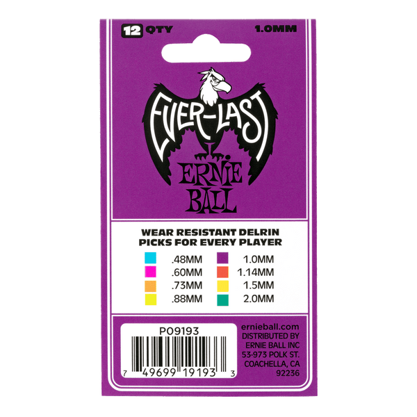 Ernie Ball P09193 Everlast Picks - 1.0mm Purple - 12 Pack
