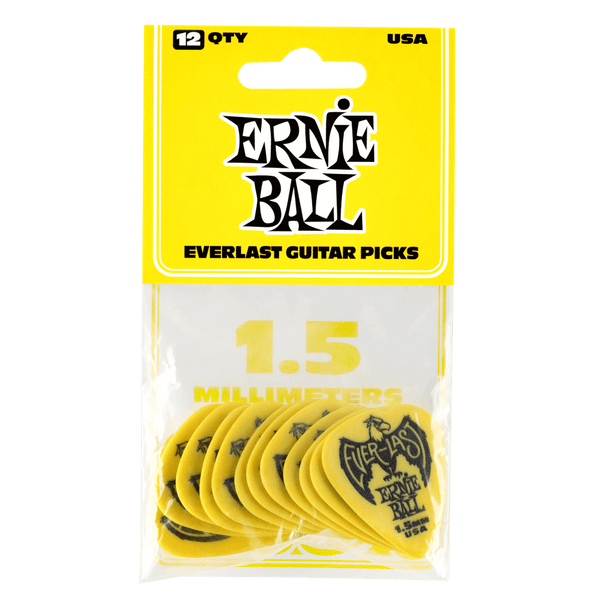Ernie Ball P09195 Everlast Picks - 1.5mm Yellow - 12 Pack