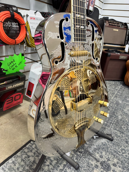 Dean RESCG Folk Series Thin Body Resonator with Electronics - Chrome/Gold