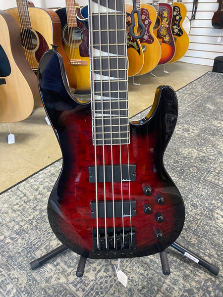 Jackson JS Series JS3VQ 5-String Concert Bass with Amaranth Fretboard - Transparent Red Burst
