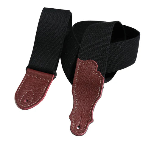 Franklin Strap 1-BK-OX 2" Cotton Guitar Strap - Glove Leather End Tab - Black/Oxblood