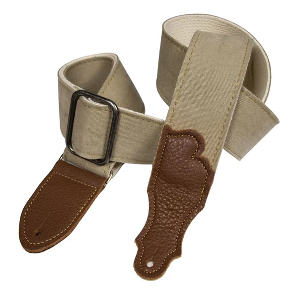 Franklin Strap DD-N-CA 2" Distressed Canvas Guitar Strap - Glove Leather End Tab - Natural