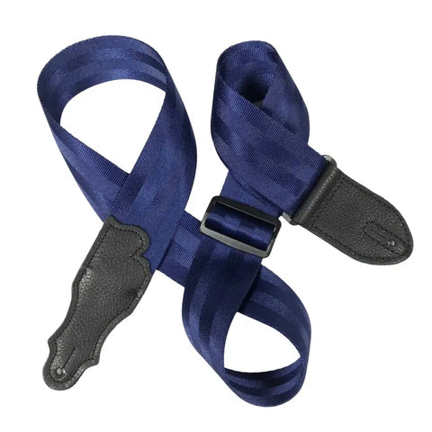 Franklin Strap 0-BL-BK The Aviator Seat Belt 2" Guitar Strap - Blue with Black Stitching