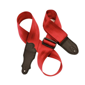 Franklin Strap 0-R-BK The Aviator Seat Belt 2" Guitar Strap - Red with Black Stitching