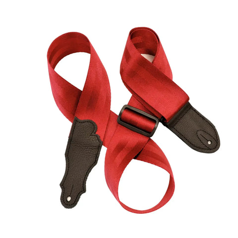 Franklin Strap 0-R-BK The Aviator Seat Belt 2" Guitar Strap - Red with Black Stitching