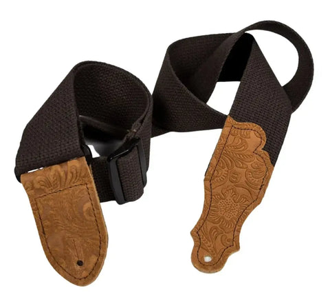 Franklin Strap 1-CH-ECA 2" Cotton Embossed Suede End Tab - Chocolate with Caramel Tab