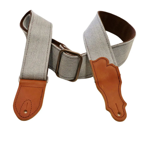 Franklin Strap DN-BL-CG 2" Distressed Denim Strap - Blue with Cognac End Tab