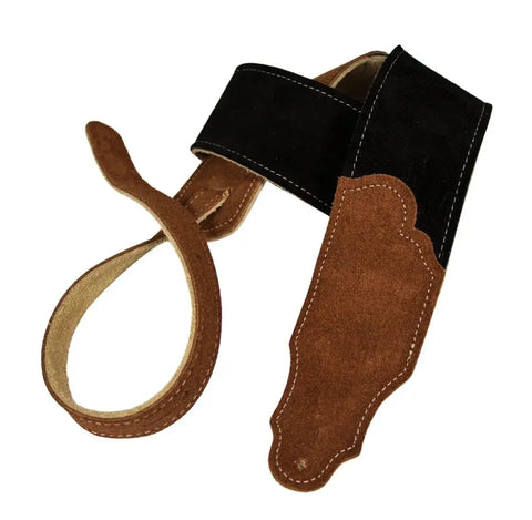 Franklin Strap FSS2-BLK-RU 2.5" Sedona Suede - Black with Rust End Tabs and Natural Stitching