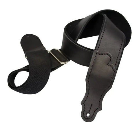 Franklin Strap HB1-BK-BK 2" Leather Hybrid Cotton Backing - Black with Black Backing and Chrome Slider