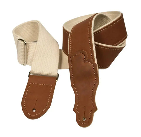 Franklin Strap HB1-CG-N 2" Leather Hybrid Cotton Backing - Cognac with Natural Backing and Chrome Slider