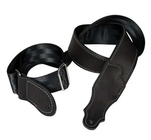Franklin Strap HB2-BK-BKS 2" Leather Hybrid Seatbelt Backing - Black with Silver Stitching and Chrome Slider