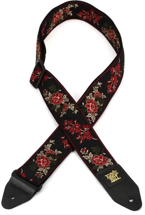 Ernie Ball 4142 Red Rose Jacquard Classic Guitar Strap Bass Strap