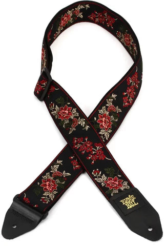 Ernie Ball 4142 Red Rose Jacquard Classic Guitar Strap Bass Strap