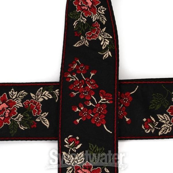 Ernie Ball 4142 Red Rose Jacquard Classic Guitar Strap Bass Strap