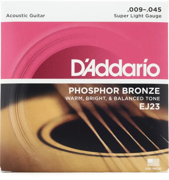 D’Addario EJ23 Super Light Phosphor Bronze Acoustic Guitar Strings 9-45