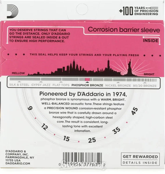 D’Addario EJ23 Super Light Phosphor Bronze Acoustic Guitar Strings 9-45