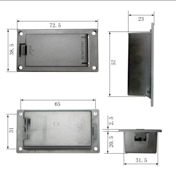AllParts EP-0926-023 Battery Box Small Footprint 9V with Battery Lead Clip