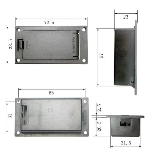 AllParts EP-0926-023 Battery Box Small Footprint 9V with Battery Lead Clip