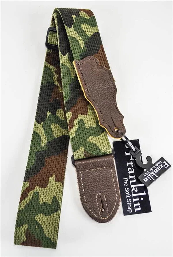 Franklin Strap 1-CF-CH 2" Camouflage Cotton Chocolate Ends Guitar Strap