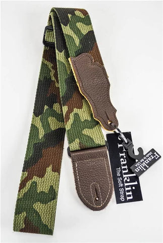 Franklin Strap 1-CF-CH 2" Camouflage Cotton Chocolate Ends Guitar Strap