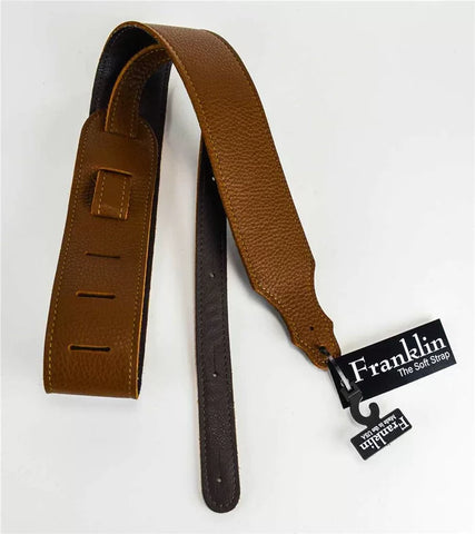 Franklin Strap 4B-CA-G 2.5" Caramel Purist Glove Leather with Leatherette Backing Guitar Strap