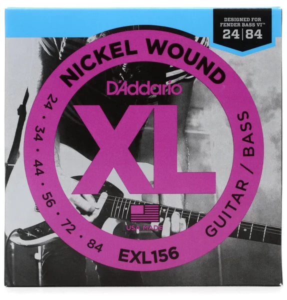D'Addario EXL156 Nickel Wound Fender Bass VI Electric Guitar Strings 24-84