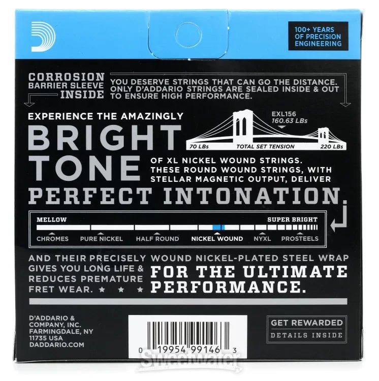 D'Addario EXL156 Nickel Wound Fender Bass VI Electric Guitar Strings 24-84