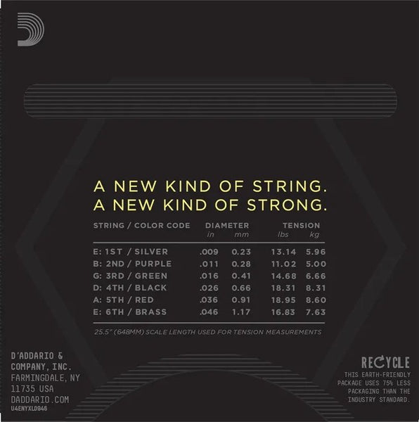 D'Addario NYXL0946 Nickel Wound Electric Guitar Strings, Super Light Top / Regular Bottom Gauge