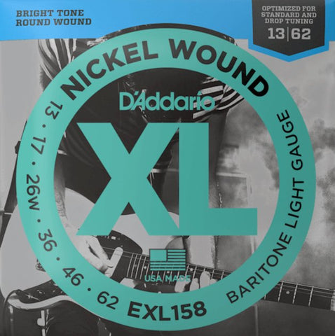 D'Addario EXL158 Nickel Wound Baritone Electric Guitar Strings, Light Gauge