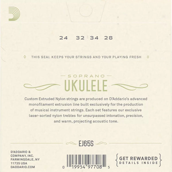 D'Addario EJ65S Pro-ArtÃ© Custom Extruded Nylon Soprano Ukulele Strings