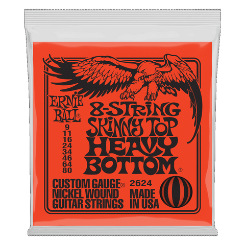 Ernie Ball 2624 Slinky 8-String Skinny Top/Heavy Bottom Electric Guitar Strings 9-80