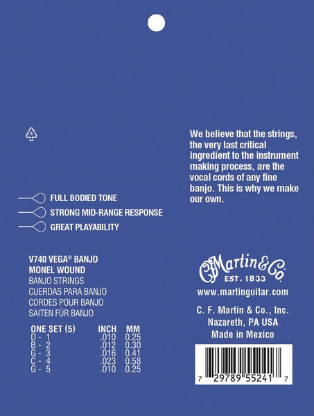 Martin V700 Vega Banjo Strings, Light (9-20)