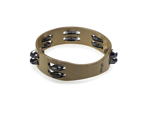 Stagg STA-3208 8" Headless Wooden Tambourine with 2 Rows of Jingles