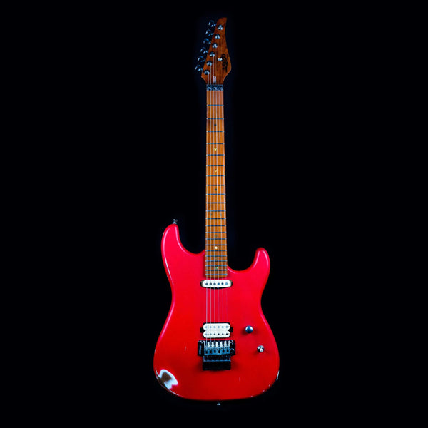 Jet JS-850RelicFR Electric Guitar with Locking Tremolo - Red Distressed