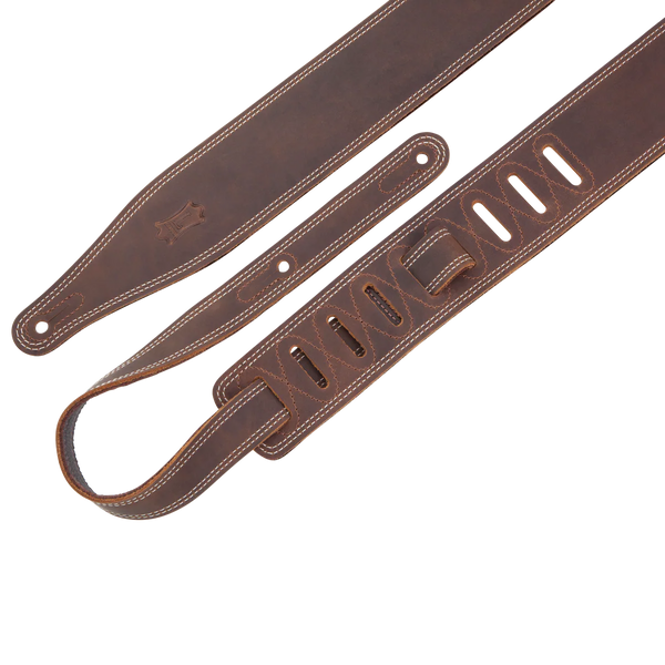 Levy's M17BDS-DBR Like Butter Series Guitar Strap - Double Stitched Dark Brown