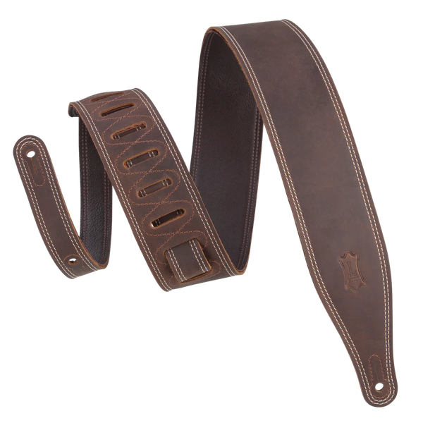 Levy's M17BDS-DBR Like Butter Series Guitar Strap - Double Stitched Dark Brown