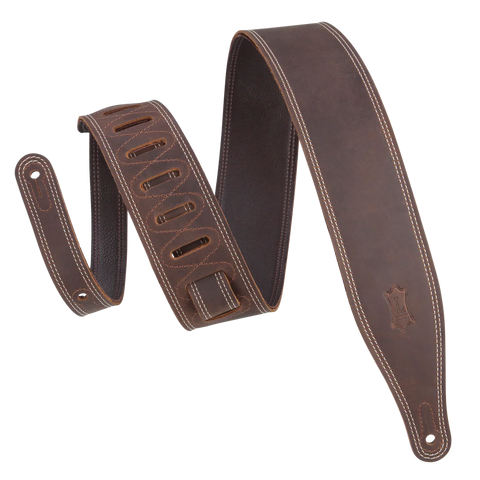 Levy's M17BDS-DBR Like Butter Series Guitar Strap - Double Stitched Dark Brown