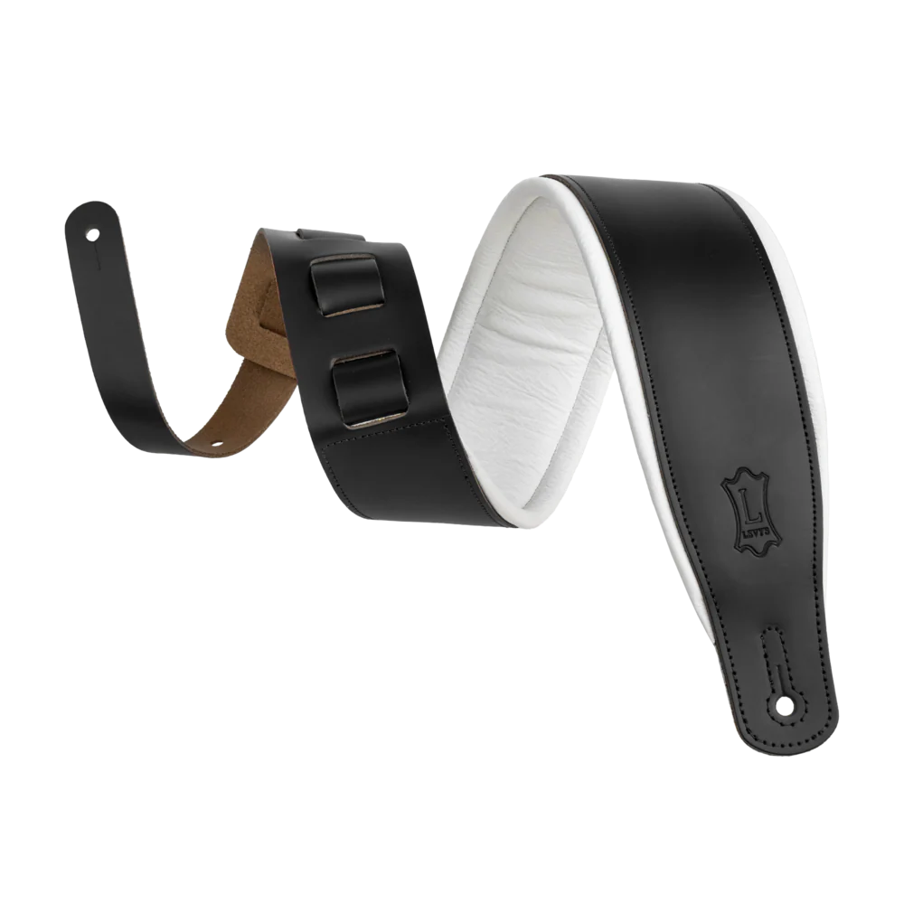 Levy's M26PD-BLK_WHT Amped Leather Series Guitar Strap - Black and White